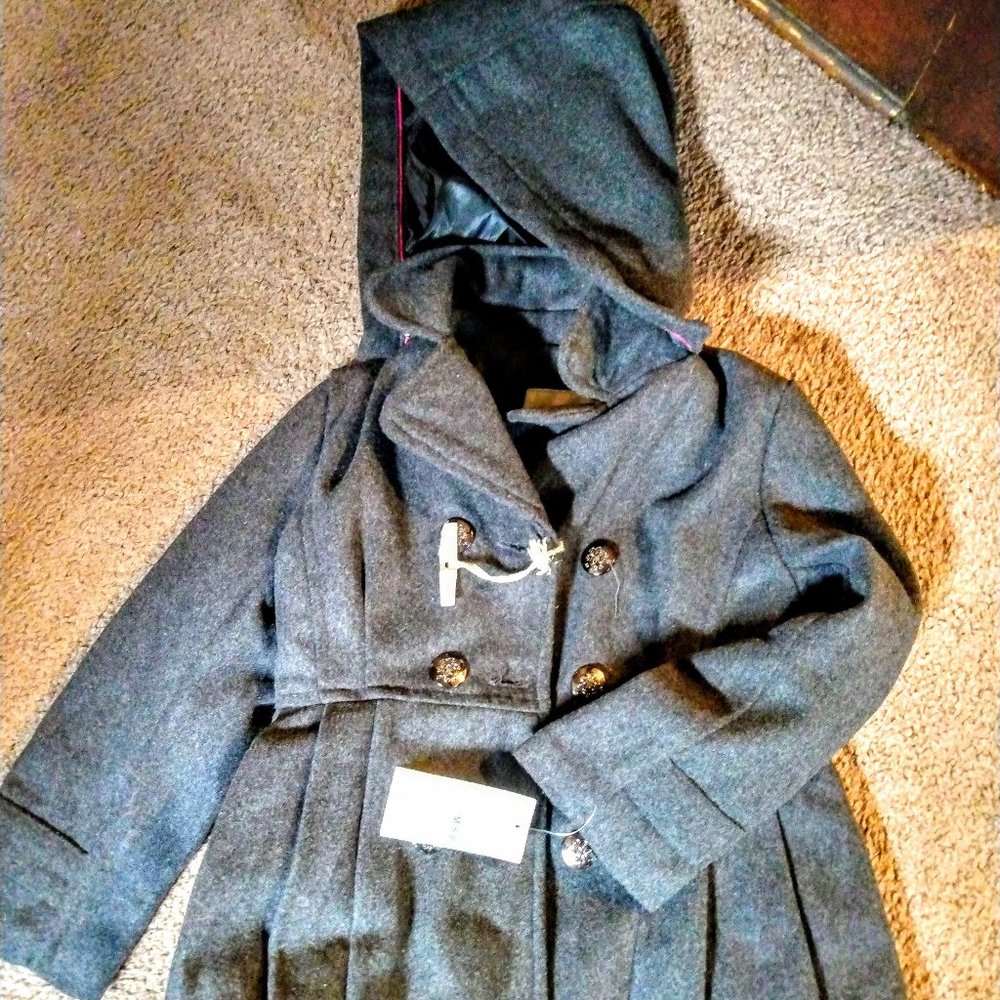 Jessica Simpson Little Girls Double Breasted Casual Dress Coat Small 4/5 Gray